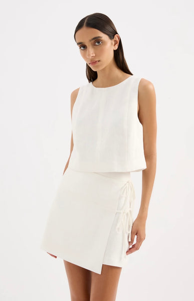 Lotta Linen Mini Skirt WHITE