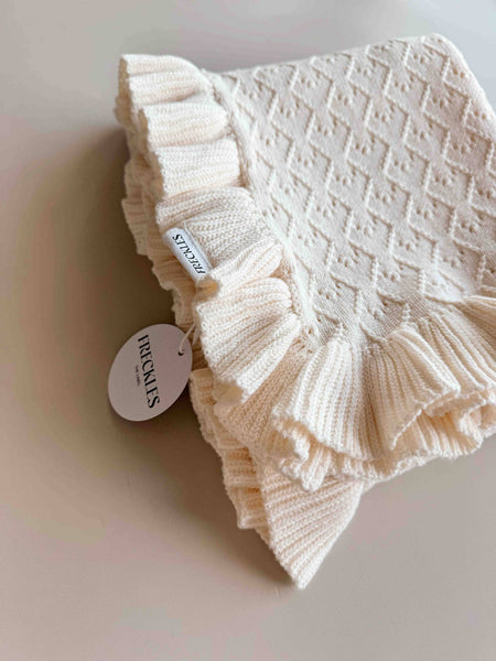 Mila Pointelle Frill Blanket SNOW