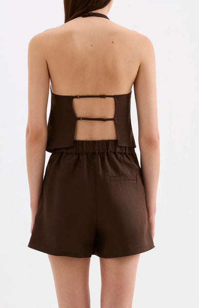 Riya Linen Top CHOCOLATE