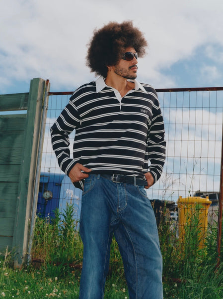 Dylan Rugby Polo BLACK/WHITE STRIPE