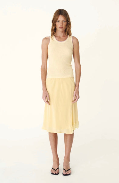 Tessa Silk Midi Skirt LEMON