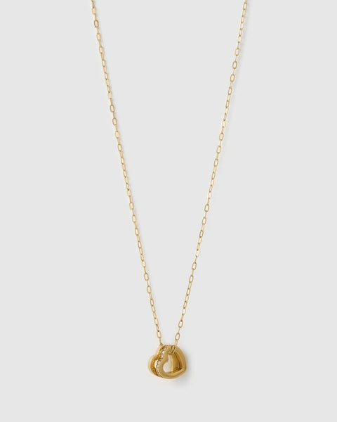 Heart To Heart Necklace - STONE 14K GOLD PLATED