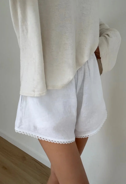 Linen and Lace Shorts WHITE