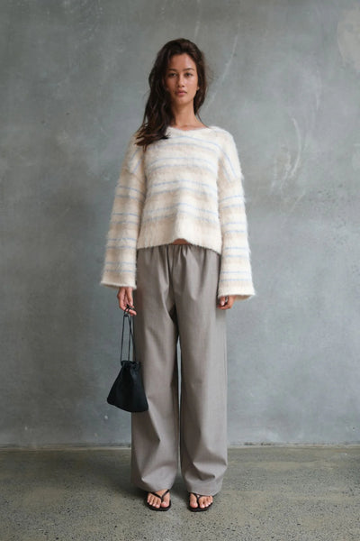 Lucca Sweater TAUPE/ BLUE STRIPE