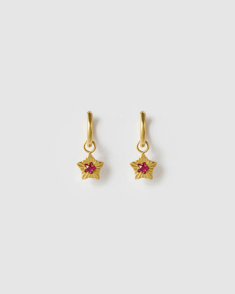 Goldie Earrings RUBY & 14K GOLD PLATED