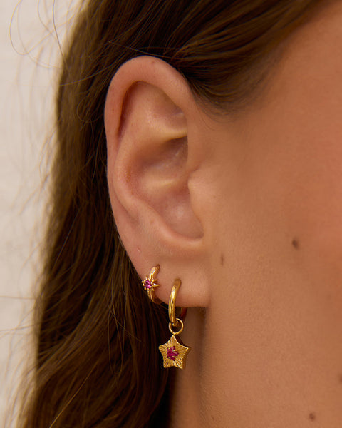 Goldie Earrings RUBY & 14K GOLD PLATED