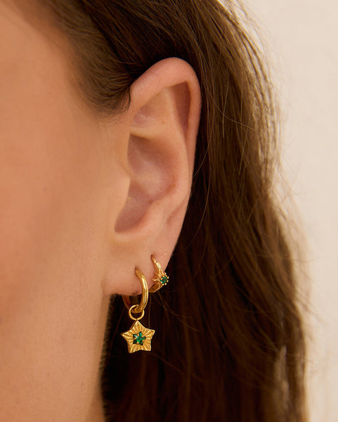 Goldie Earrings EMERALD & 14K GOLD PLATED