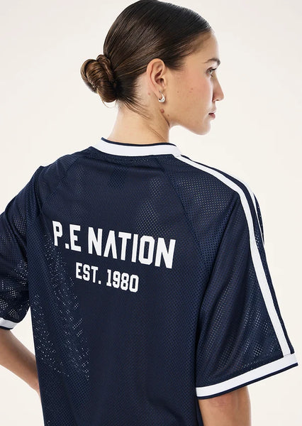 Phantom Mesh Jersey Tee NAVY/WHITE