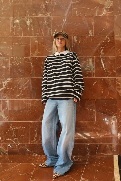 Dylan Rugby Polo BLACK/WHITE STRIPE