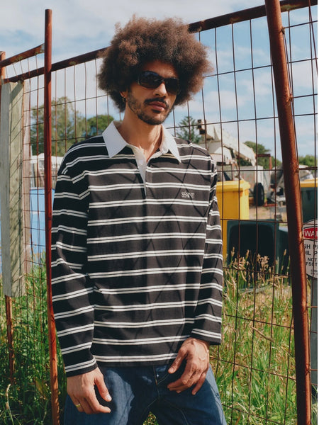 Dylan Rugby Polo BLACK/WHITE STRIPE