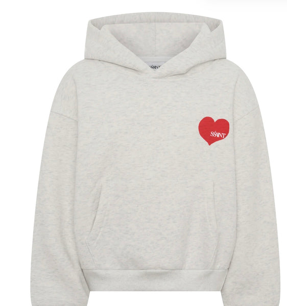 Kids Red Heart Hoodie GREY