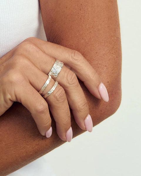 Eros Silver Textured Ring - Medium