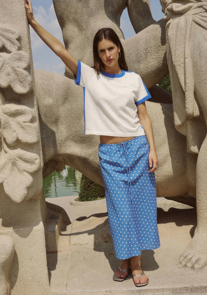Frannie Silk Midi Skirt CORNFLOWER
