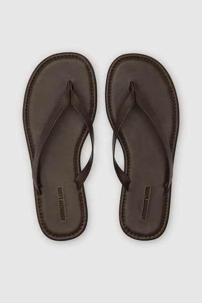 Alina Leather Thong WALNUT