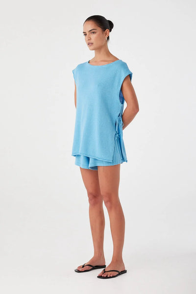 Poppy Tie Side Top CYAN