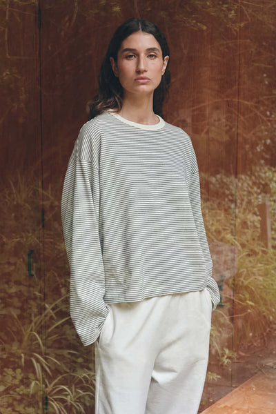 Malone Stripe Wide Sleeve Tee CREAM/BLACK