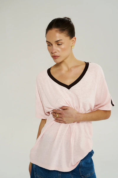 V Neck Jersey Tee DUSTY ROSE DUR