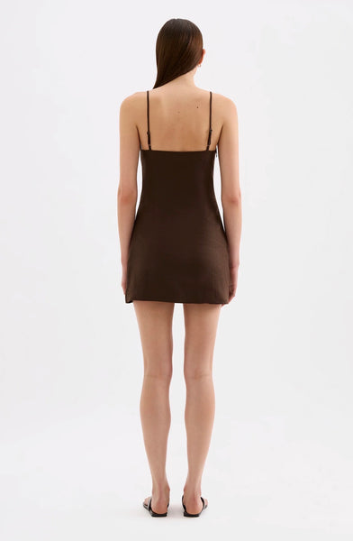 Rani Linen Mini Dress CHOCOLATE