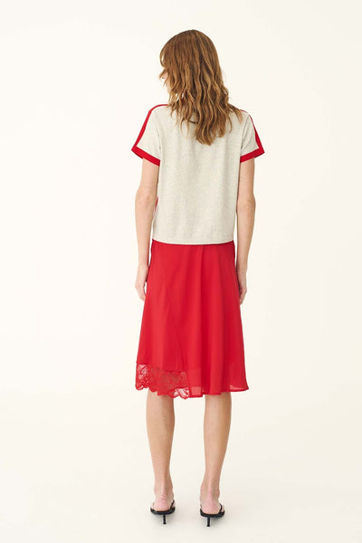 Tessa Silk Midi Skirt FLAME RED