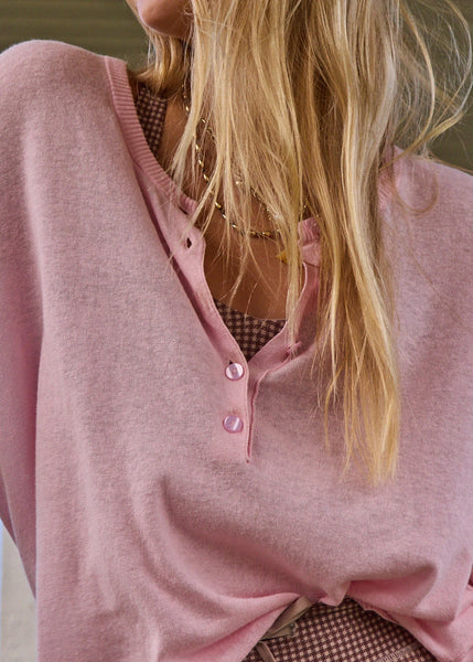 Rylee Knit Button Top ROSEWATER