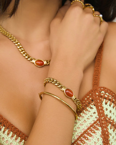 Odette Barcelet RED AGATE / 14K GOLD PLATED