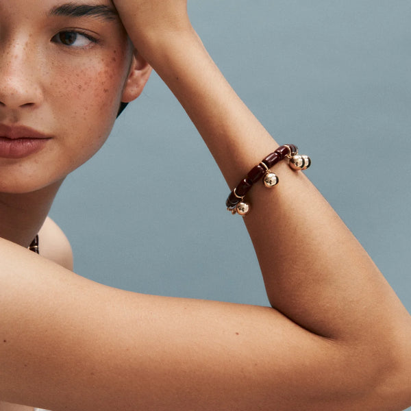 Resin Bracelet BURGUNDY/GOLD