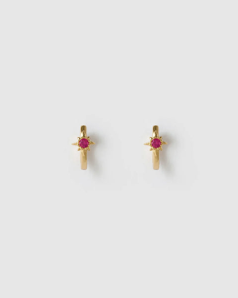 Nova Huggies RUBY 14K GOLD PLATED