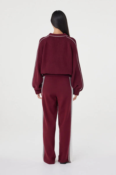 Nella Zip Sweater MERLOT & CREAM