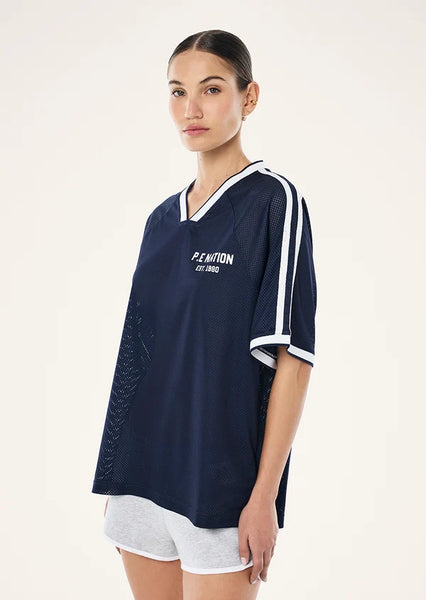 Phantom Mesh Jersey Tee NAVY/WHITE