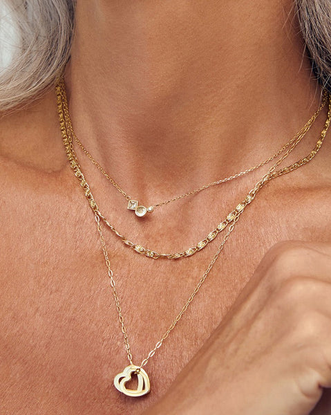 Heart To Heart Necklace - STONE 14K GOLD PLATED