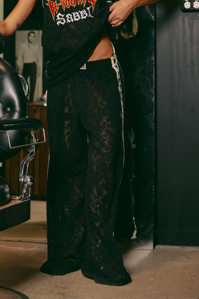 The Raving Hearts Lace Pants BLACK
