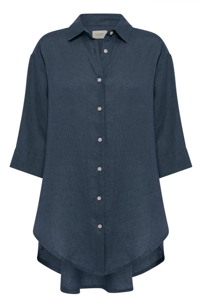 Lounge Linen Longline Shirt INK