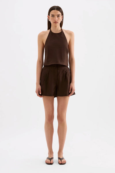 Riya Linen Top CHOCOLATE