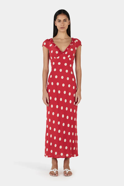 Carita Midi Dress RED POLKA