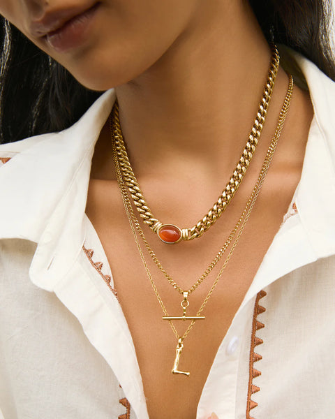 Odette Necklace RED AGATE / 14K GOLD PLATED
