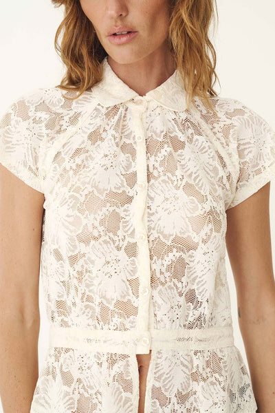 Allie Peplum Blouse CREME LACE