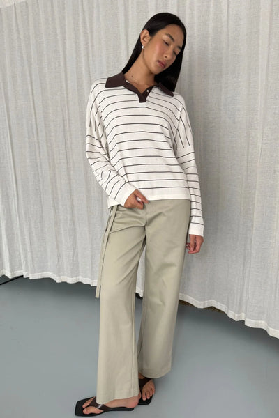 Zia tie Knit Jersey CREAM & ESPRESSO Stripe