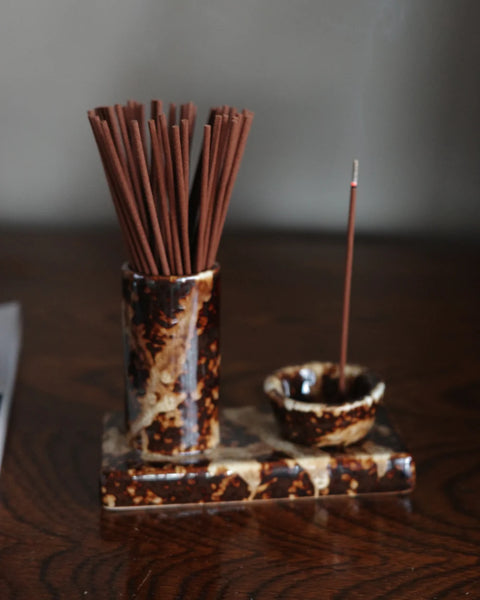 Minimal Ceramic Incense Caddy CHOCOLATE