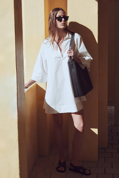 Claire Mini Shirt Dress WHITE