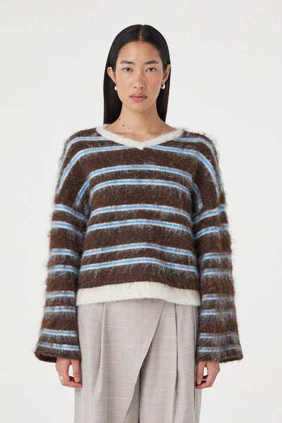 Lucca Sweater ESPRESSO & BLUE STRIPE
