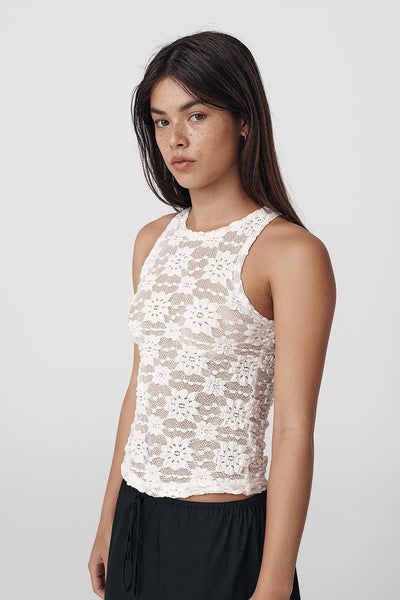 Sloane Sunflower Lace Tank CREME