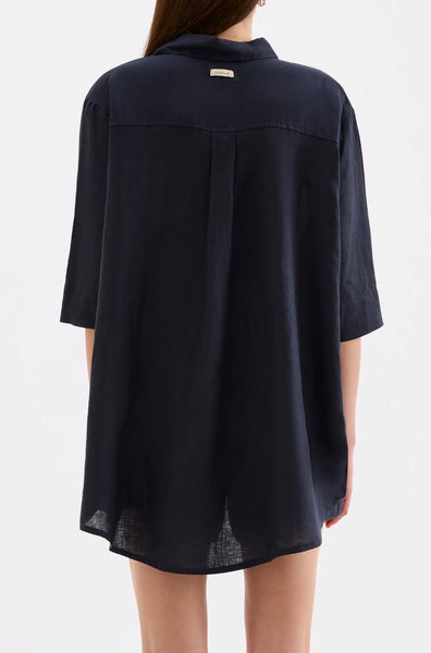 Lounge Linen Longline Shirt INK