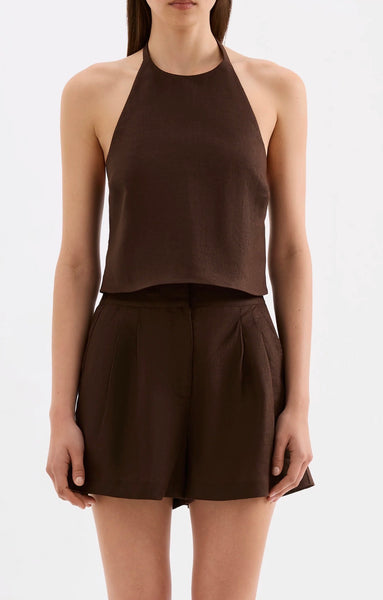 Riya Linen Top CHOCOLATE
