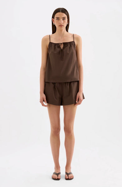 Cerie Poplin Top CHOCOLATE