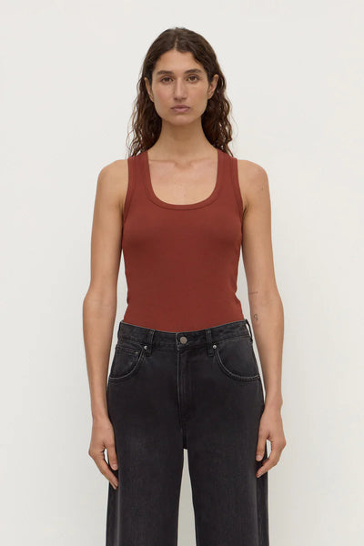 Robyn Scoop Neck Rib Tank BURNT AMBER