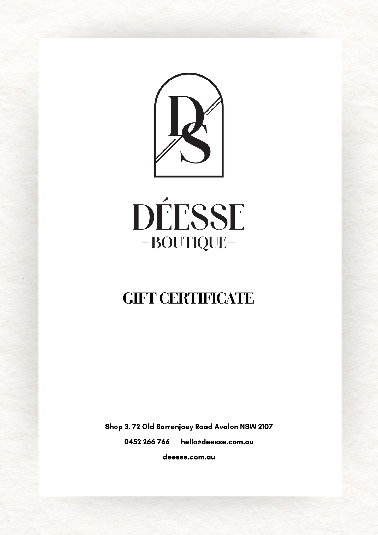Hard Copy Gift Voucher