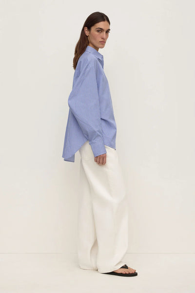 Ava Stripe Cotton Poplin Shirt NAVY STRIPE