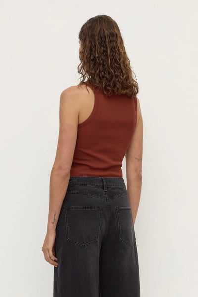 Robyn Scoop Neck Rib Tank BURNT AMBER