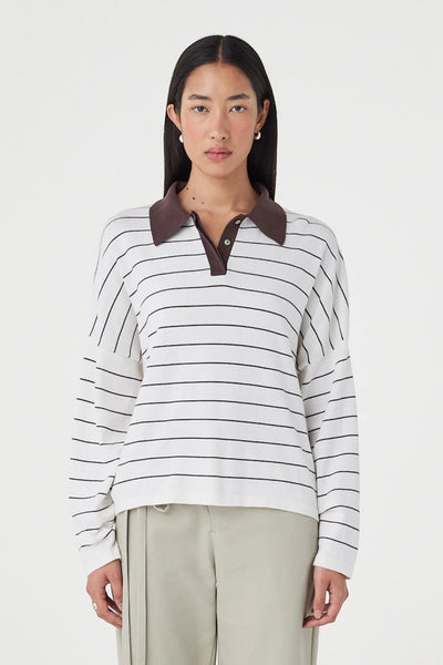 Zia tie Knit Jersey CREAM & ESPRESSO Stripe