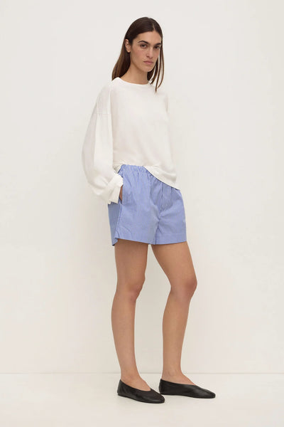 Ava Stripe Cotton Poplin Short NAVY STRIPE